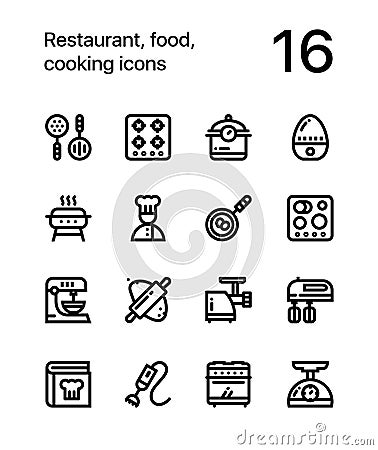 Restaurant, food, cooking icons for web and mobile design pack 3 Vector Illustration