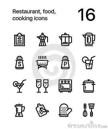 Restaurant, food, cooking icons for web and mobile design pack 2 Vector Illustration