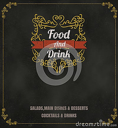 Restaurant Food Menu Design with Chalkboard Background vector format eps10 Stock Photo