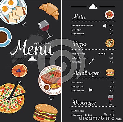 Restaurant Food Menu Design With Chalkboard Stock Vector 
