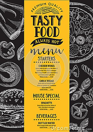Restaurant food menu, template design. Vector Illustration