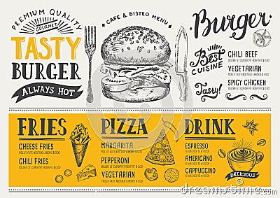 Restaurant food menu, template design. Vector Illustration