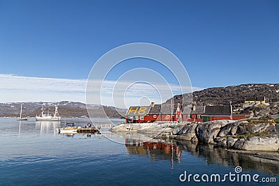 Restaurant H8 in Rodebay, Greenland Editorial Stock Photo