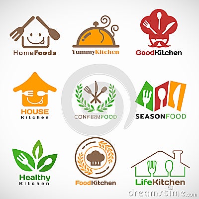 Restaurant and Home kitchen logo vector set design Vector Illustration