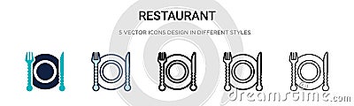 Restaurant icon in filled, thin line, outline and stroke style. Vector illustration of two colored and black restaurant vector Vector Illustration