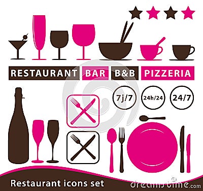 Restaurant icons set Vector Illustration