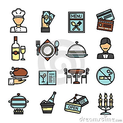 Restaurant Icons Set Vector Illustration