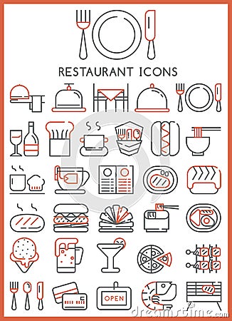 Restaurant icons set Vector Illustration