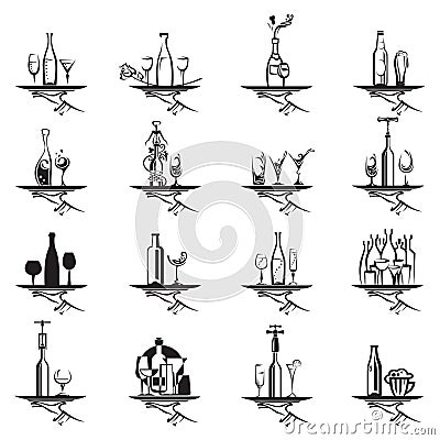 Restaurant icons set Vector Illustration