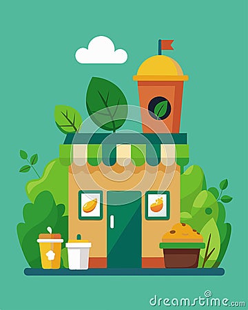 A restaurant implementing a composting program to reduce the amount of food waste that ends up in landfills.. Vector Vector Illustration