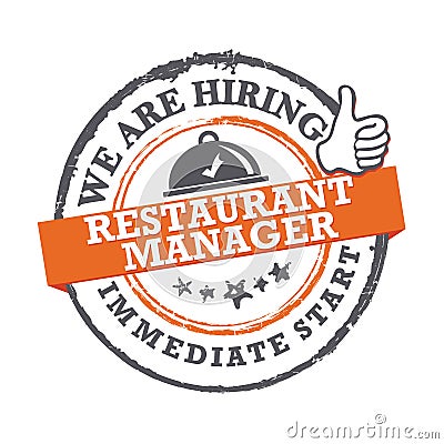 Restaurant Manager, we are hiring - printable labled Vector Illustration
