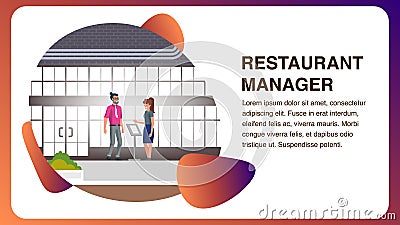 Restaurant Manager in Reception. Flat Illustration Vector Illustration