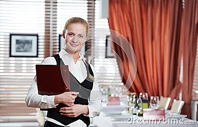 Restaurant manager woman at work Stock Photo