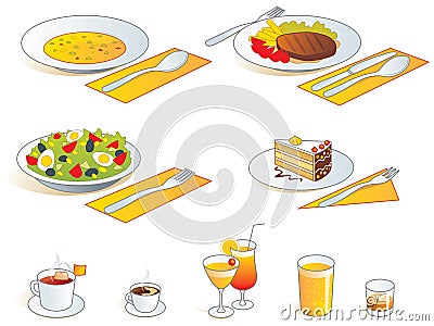 Restaurant menu icons - food and drinks Vector Illustration