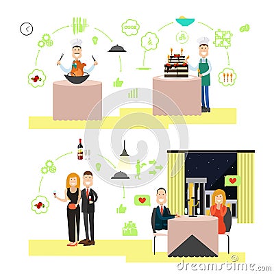 Restaurant people vector illustration in flat style Vector Illustration