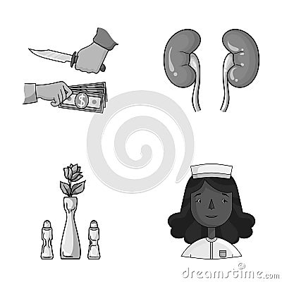 Restaurant, robbery and other monochrome icon in cartoon style.medicine, profession icons in set collection. Vector Illustration