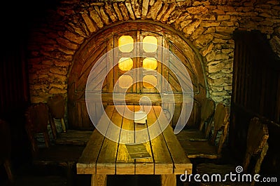 Restaurant`s interior in a medieval style Editorial Stock Photo