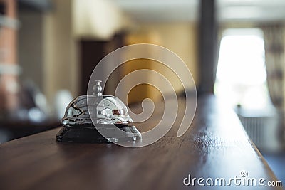 Restaurant Service Bell on the Table in Hotel Reception - Vinta Editorial Stock Photo