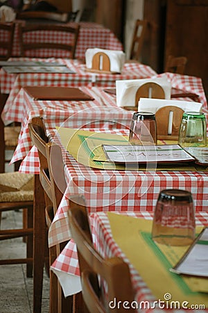 Restaurant set tables Stock Photo