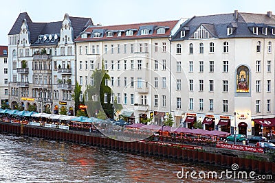 Restaurant on Spree river, Berlin Editorial Stock Photo