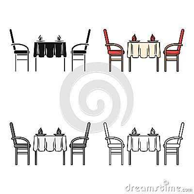 Restaurant table icon in cartoon style on white background. Restaurant symbol stock vector illustration. Vector Illustration