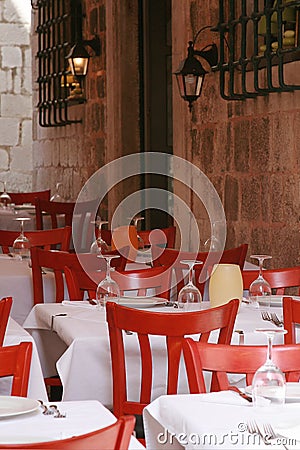 Restaurant tables Stock Photo