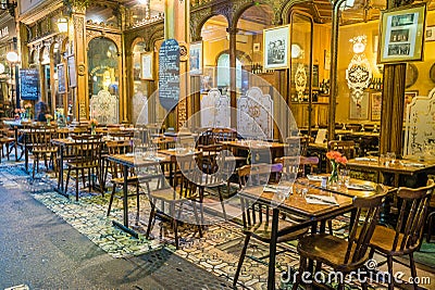 Parisian bar and restaurant terrace Editorial Stock Photo