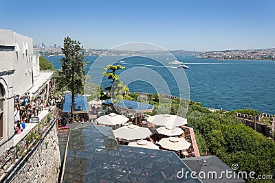 Restaurant in Topkapi palace with Bosphorus view Editorial Stock Photo