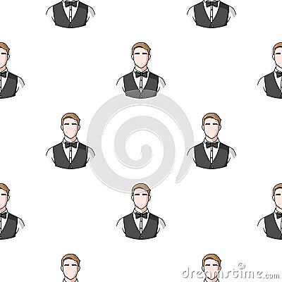 Restaurant waiter with a bow tie icon in cartoon style isolated on white background. Restaurant pattern stock vector Vector Illustration