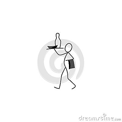 Restaurant waiter, cook stick figure Vector Illustration