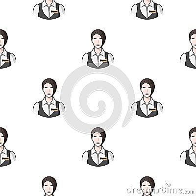 Restaurant waitress with a badge icon in cartoon style isolated on white background. Restaurant pattern stock vector Vector Illustration