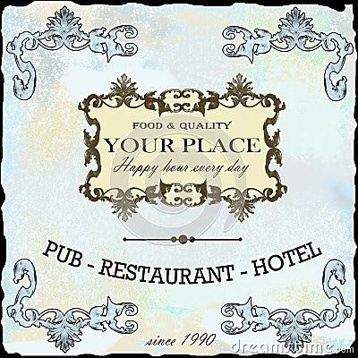 Restaurant,wine,hotel retro label Vector Illustration