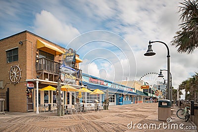 Restaurants on Myrtle Beach Boardwalk Editorial Stock Photo