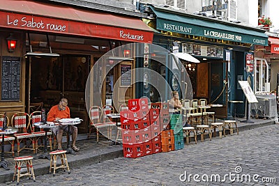 Restaurants in Place du Tertre Editorial Stock Photo