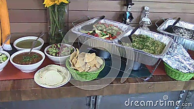 Restauração mexicana do bufete do restaurante do alimento video estoque Restauração mexicana do bufete do restaurante do alimento video estoque