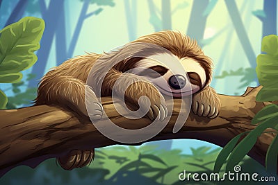 Restful Sloth sleeping. Generate Ai Stock Photo