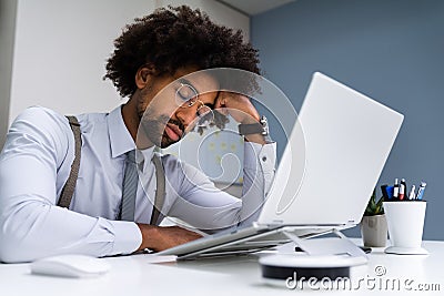 Restful Unhappy African Man Sleeping Stock Photo