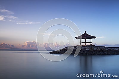 Resting Hut at Sanur Beach, Bali. Stock Photo