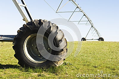 Resting irrigation pivot Stock Photo