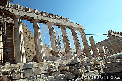 Restoration of the Acropolis Parthenon Temple in Acropolis Editorial Stock Photo