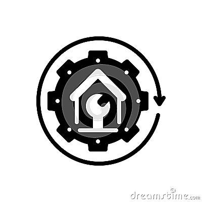 Black solid icon for Restoration, house and renewal Vector Illustration