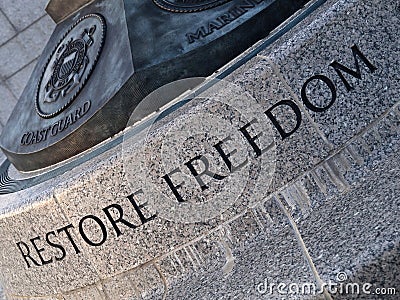 Restore Freedom Carving Stock Photo