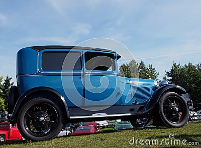 Restored Antique Blue Ford Car Editorial Stock Photo