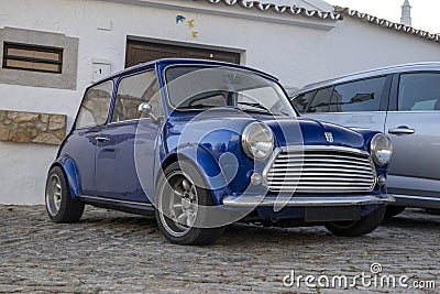 Restored blue Mini automobile Editorial Stock Photo