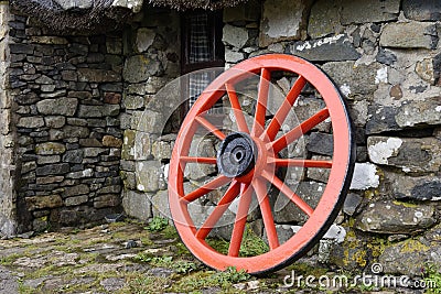 Restored Cart Wheel Editorial Stock Photo