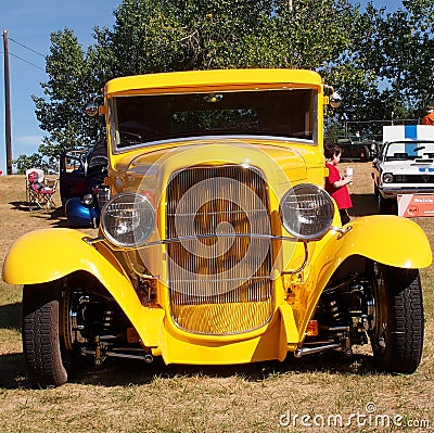 Restored Classic Yellow Street Rod Editorial Stock Photo