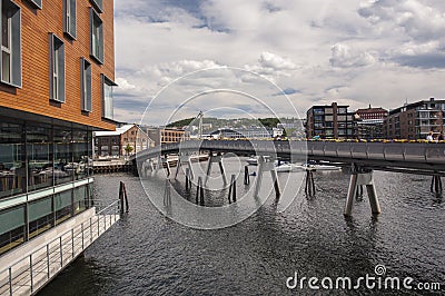 Restored Docklands in Trondheim Editorial Stock Photo