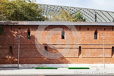 Restored old city brick wall of Kitay-gorod Stock Photo