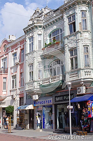 Decorative buildings in Varna in Bulgaria Editorial Stock Photo