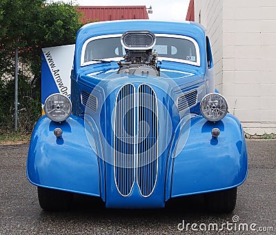 Restored Supercharged Antique Blue Car Editorial Stock Photo
